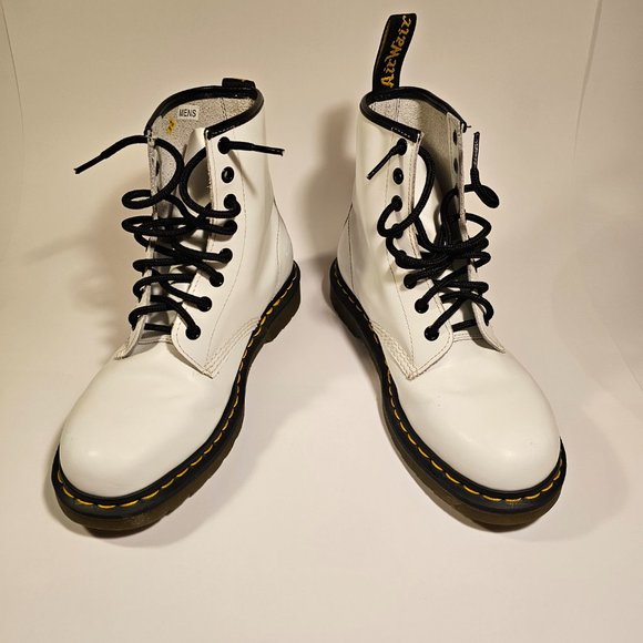 Dr Martin White 1460 SMOOTH LEATHER LACE UP BOOTS - Picture 4 of 15